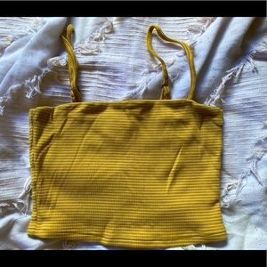 Yellow striped crop tank
